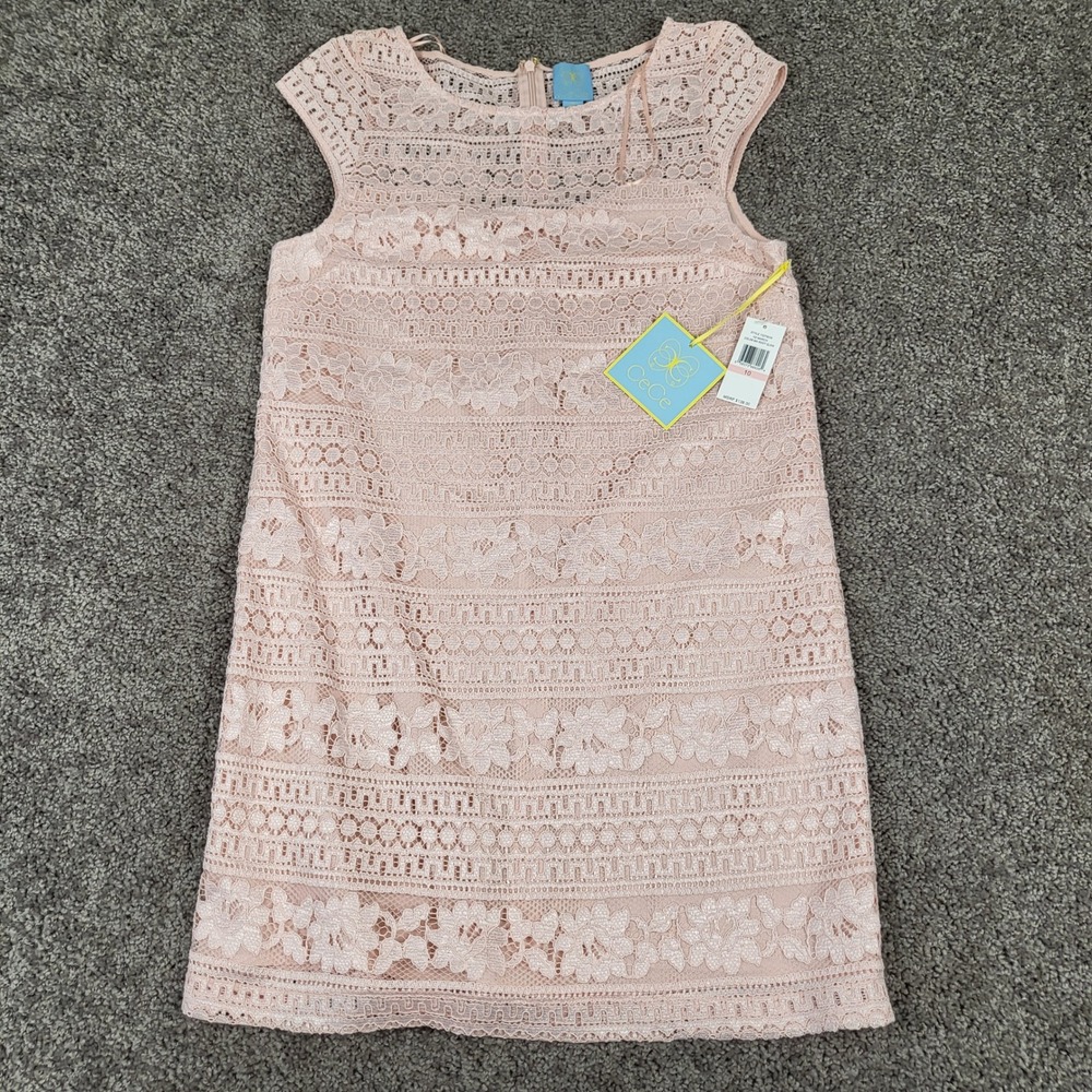 CeCe‎ Womens H2 March Floral Lace Shift Mini Dress Rosy Glow Pink Size 10